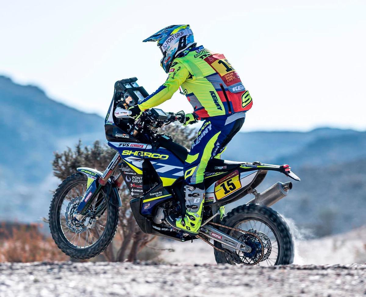 Lorenzo Santolino, durante su participación en el Dakar