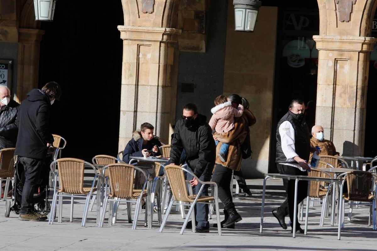 Una terraza de la Plaza Mayor de Salamanca.