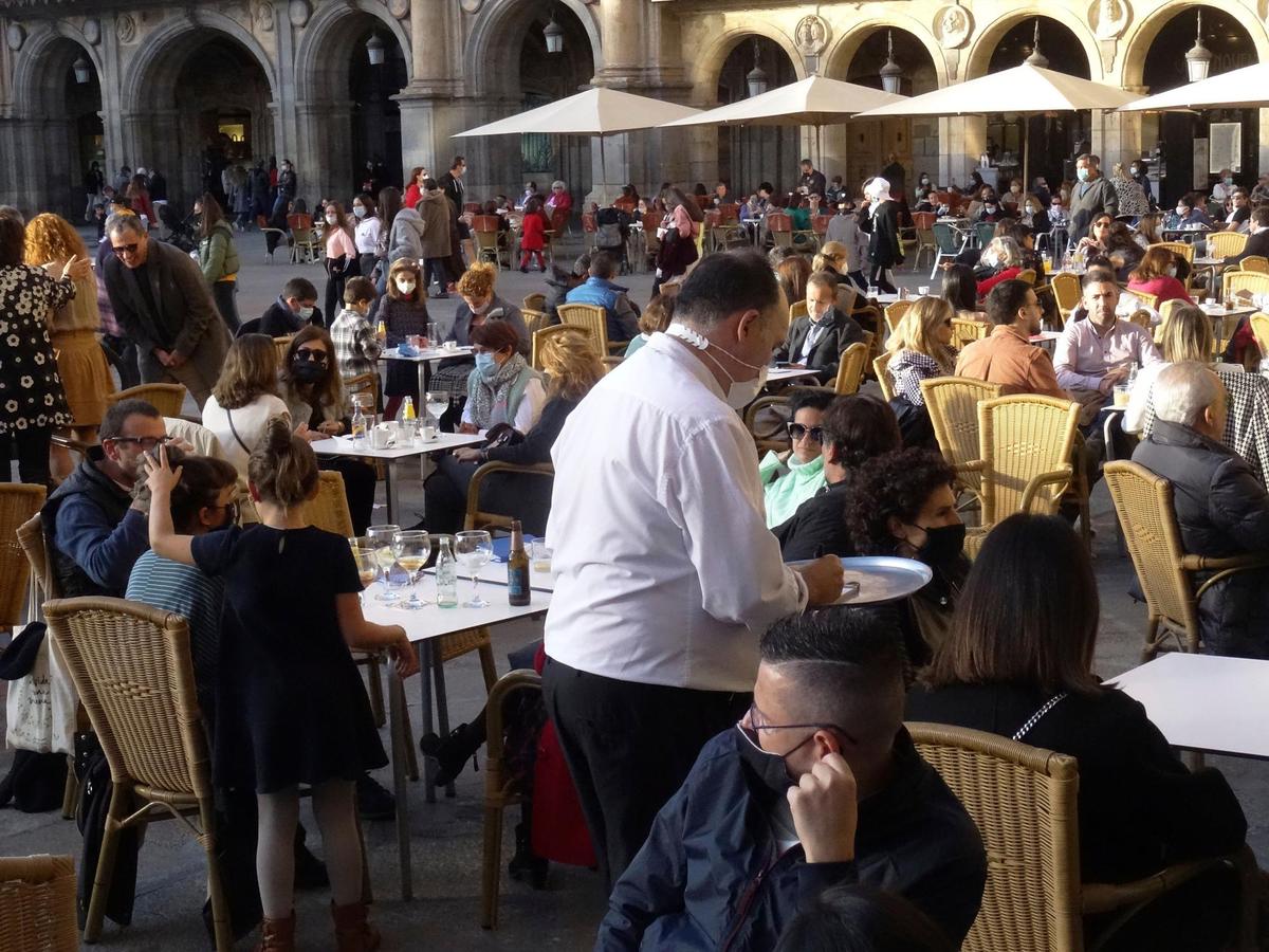 Imagen de terrazas en la Plaza Mayor.