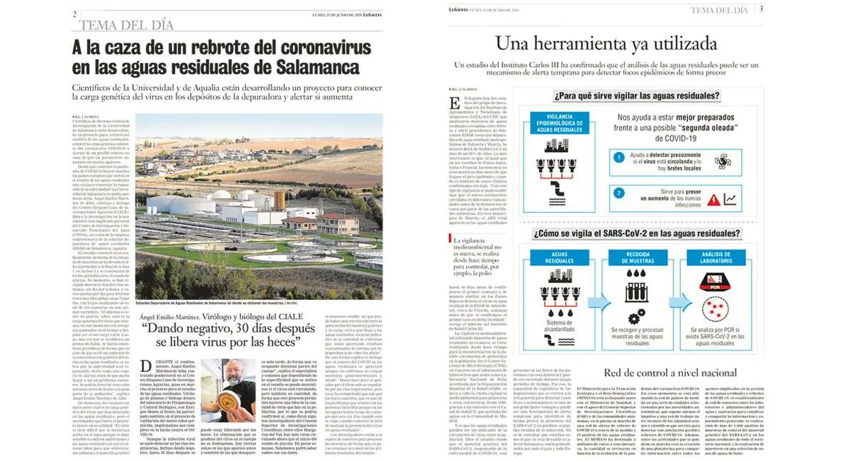 Las dos páginas de LA GACETA finalistas del 5º Premio de Periodismo de Aqualia.