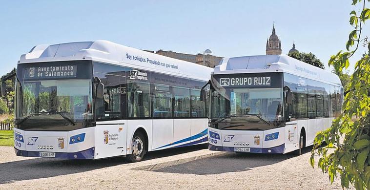 Dos de los últimos vehículos incorporados al servicio de transporte urbano de la capital.