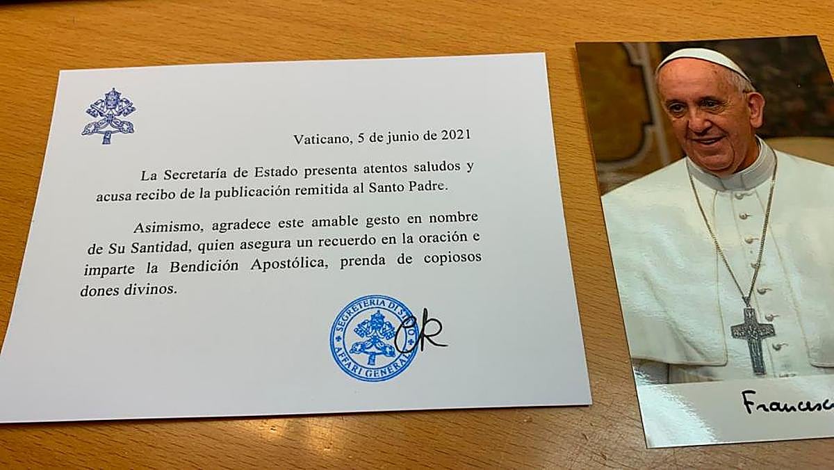 Acuse de recibo de la Santa Sede del libro “¡Surge Cívitas!”.