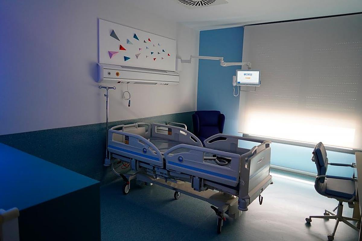 Imagen de una habitación de hospitalización del área pediátrica en el nuevo Hospital.