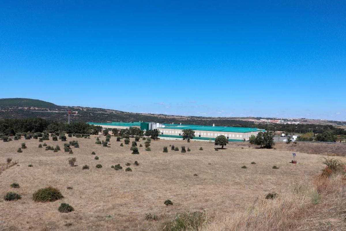 Imagen del matadero de Fuentes de Béjar con el polígono agroalimentario de Guijuelo al fondo a la derecha.