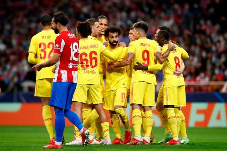 Celebración de uno de los goles del Liverpool.