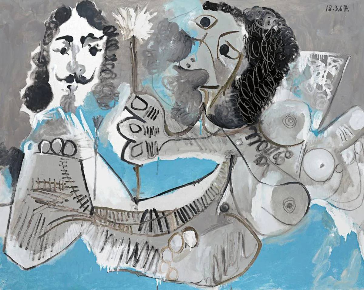 Fotografía de la obra “Mousquetaire et Femme a la Fleur”, un Picasso vendido por casi 20 millones de dólares.