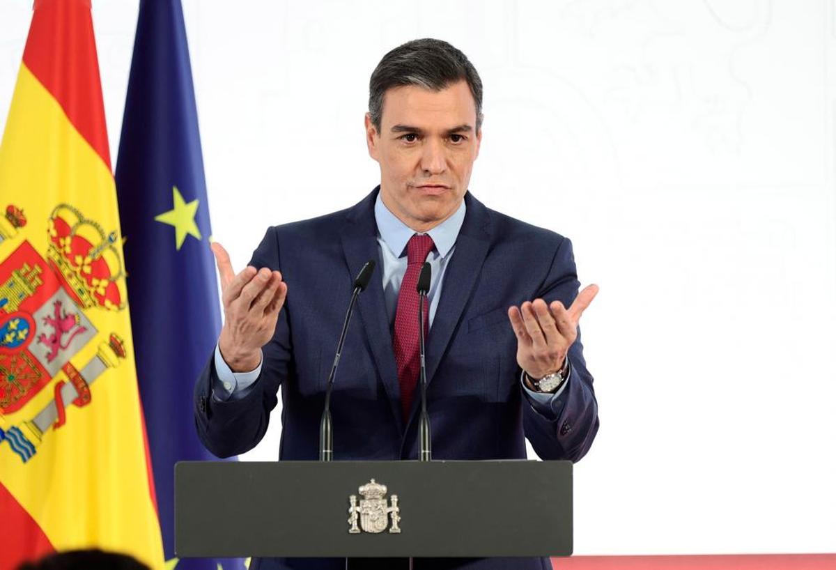 Pedro Sánchez, durante una comparecencia