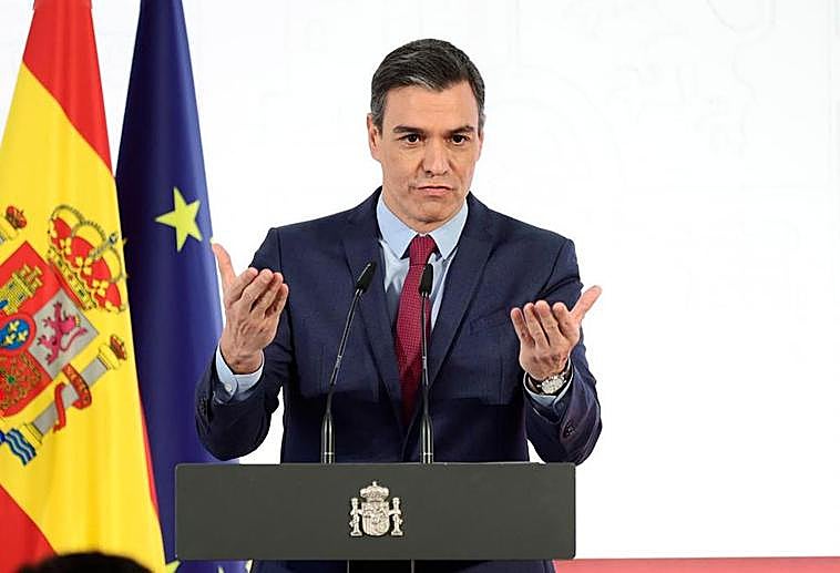Pedro Sánchez, durante una comparecencia