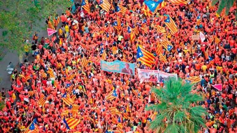 Manifestantes catalanes durante una ‘Diada’