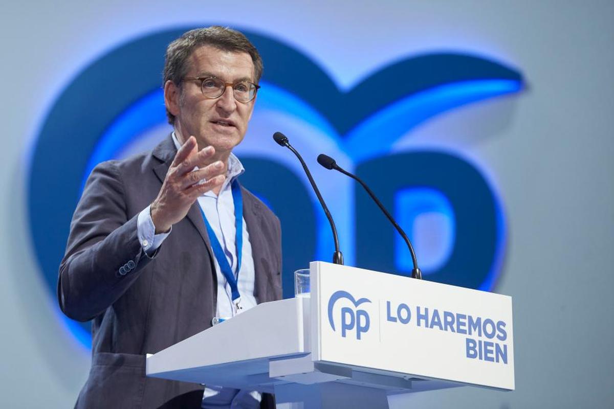 Alberto Núñez Feijóo durante el congreso del PP