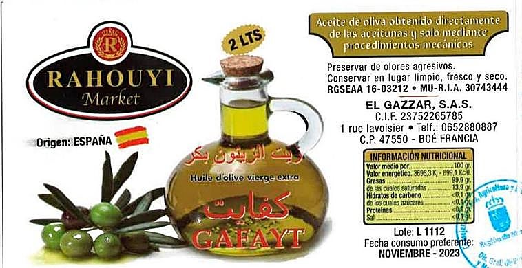 Uno de los aceites que fue etiquetado como aceite de oliva virgen extra.