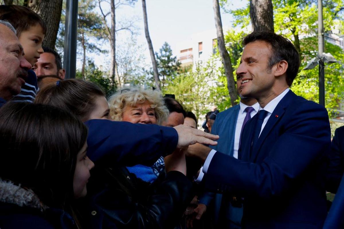 Macron durante el día de las elecciones presidenciales.