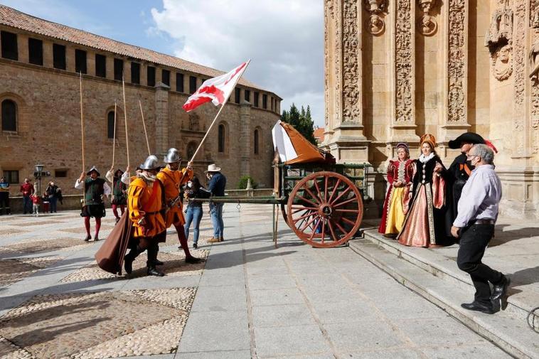 Recreación de una escena del Siglo de Oro, ante la fachada de San Esteban en la pasada edicion