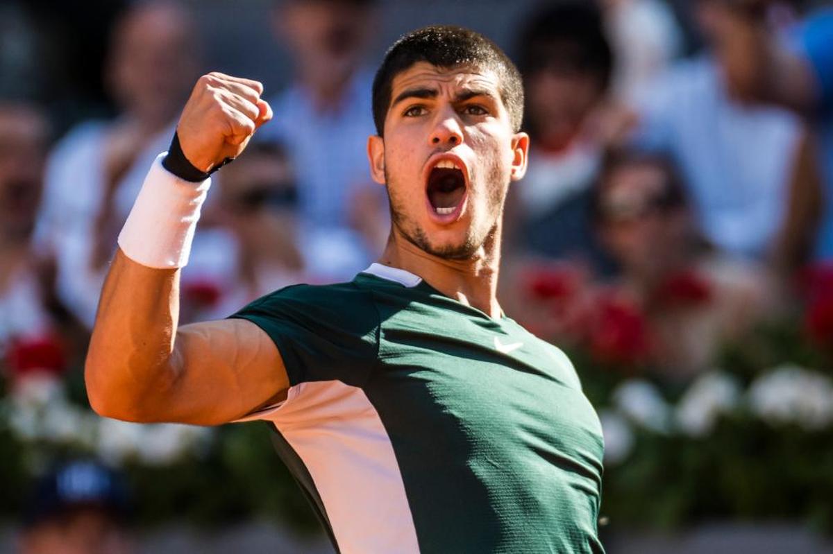 Alcaraz durante el partido contra Djokovic de este sábado