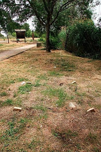 Los ladrones serraron las cuatro patas de la mesa y los bancos.