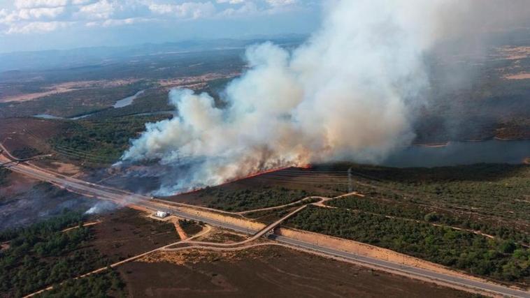Controlado el incendio en Val de Santa María (Zamora) que obligó a cortar la vía férrea del AVE