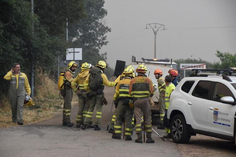 Profesionales de la extinción durante la primera jornada del incendio que calcinó más de 8.600 hectáreas de nueve términos municipales.