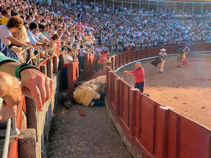 El caballo de Manuel Quinta tras romper el callejón.