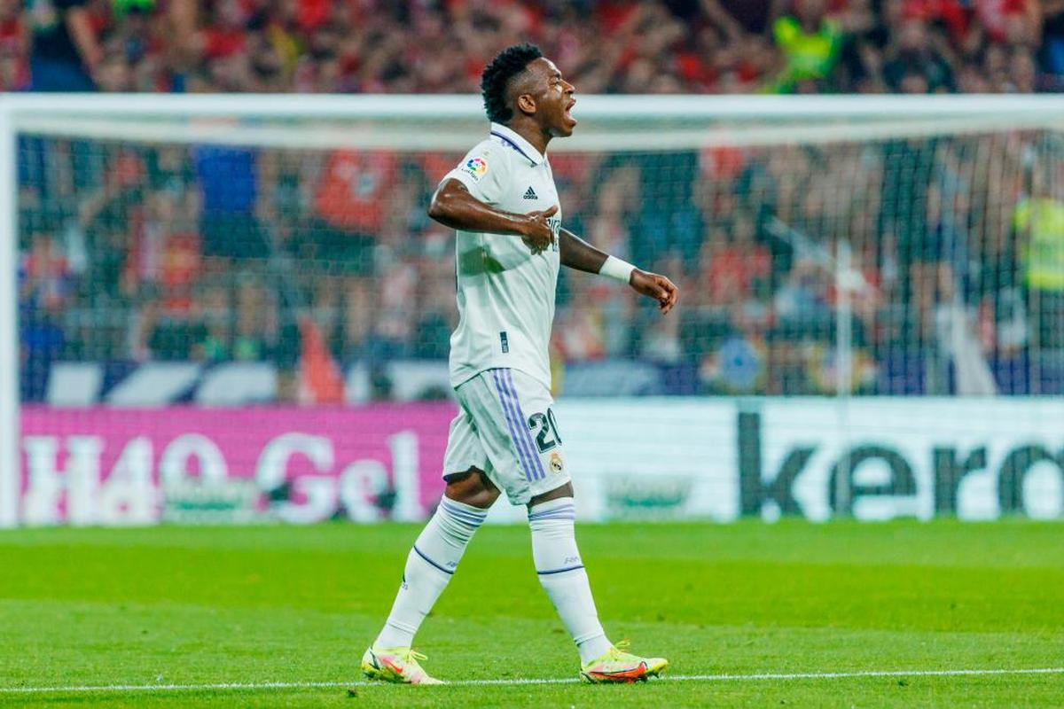 Vinicius durante su partido en el Wanda Metropolitano.