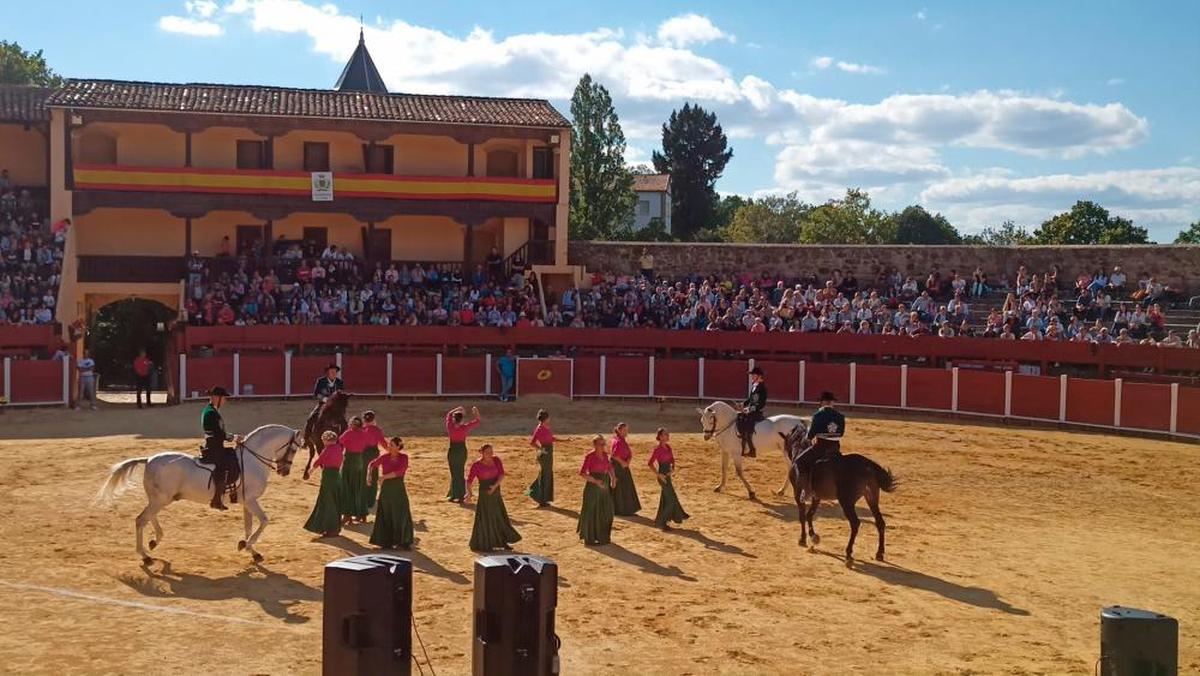 Momento de la fusión del arte ecuestre y el flamenco en Béjar. | TEL