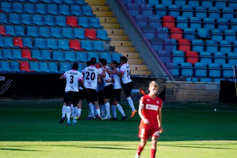 Los jugadores del Salamanca UDS celebran uno de sus goles