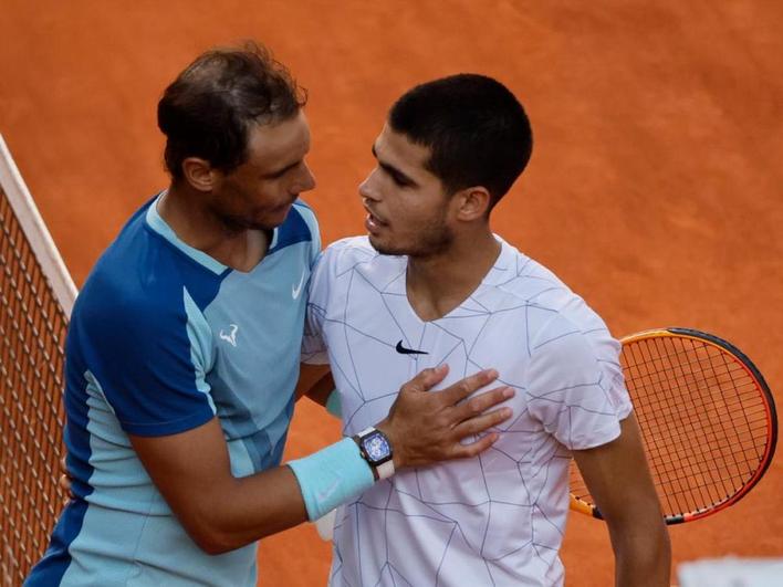 Los dos tenistas españoles, Rafa Nadal y Carlos Alcaraz.