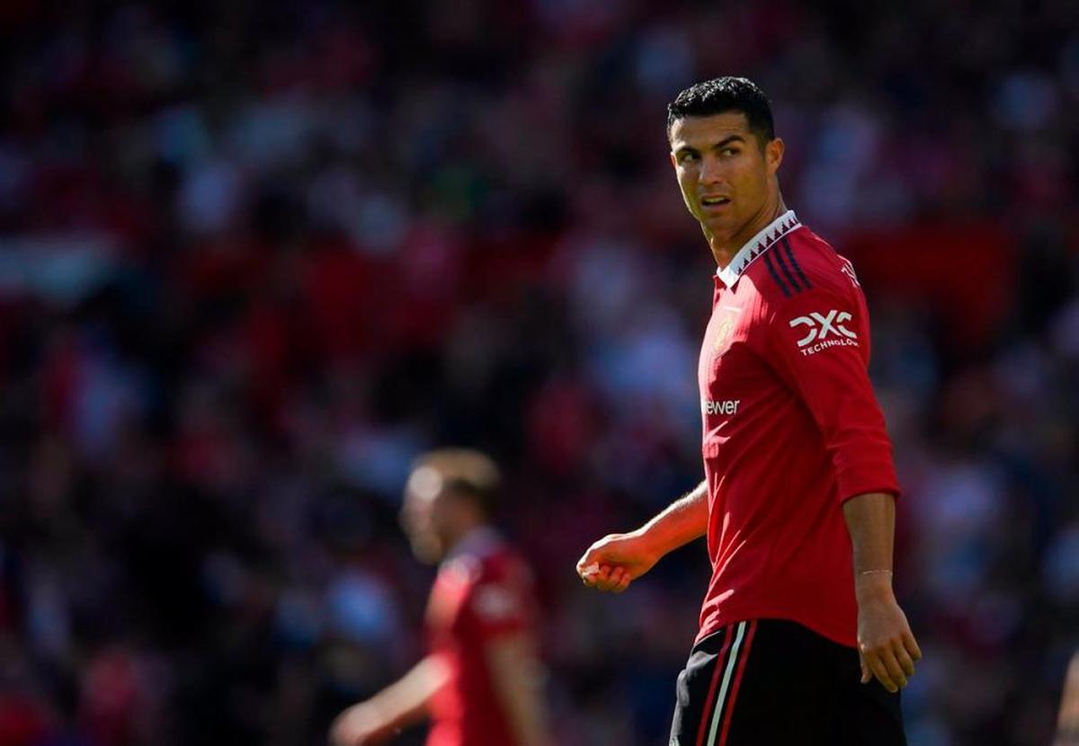 Cristiano Ronaldo durante un partido con el United