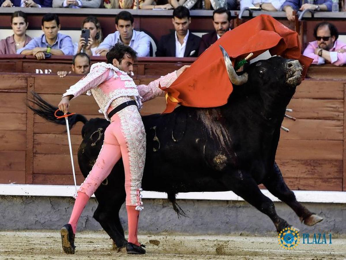 Pase de pecho de Alejandro Marcos a un toro de Puerto de San Lorenzo