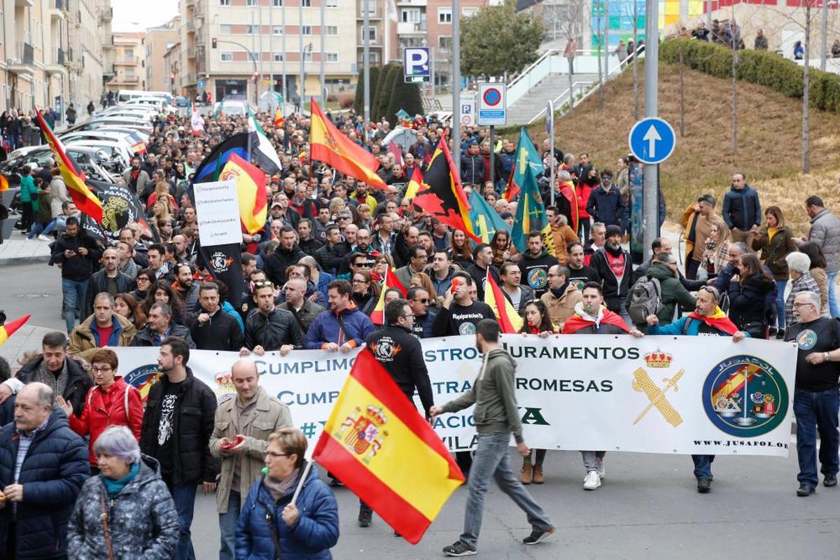 Policías y guardias civiles, unidos en otra manifestación anterior en Salamanca