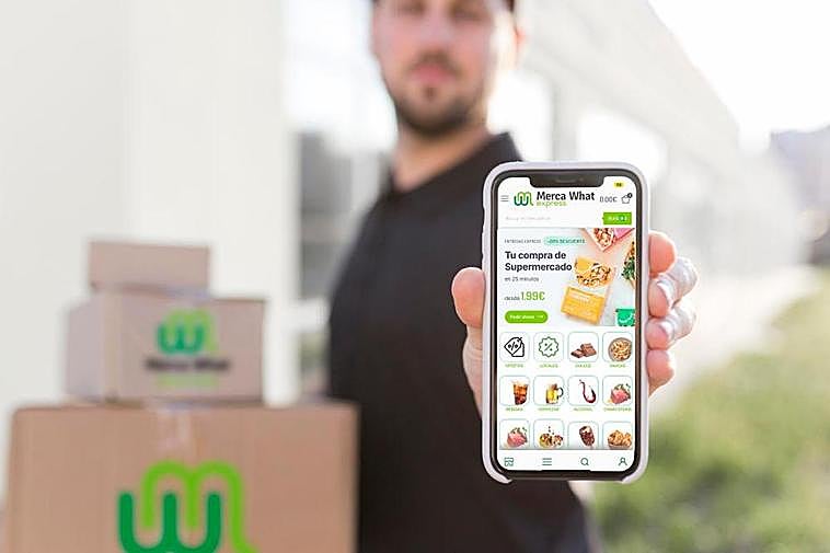 Interfaz de la app de Merca What para hacer pedidos a través de Internet y sin la necesidad de moverse de casa