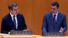 Núñez Feijóo y Pedro Sánchez, este martes en el Senado.