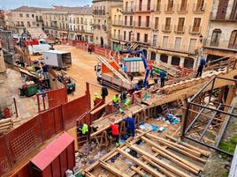 Retirada de los tablaos de la Plaza Mayor de Ciudad Rodrigo.