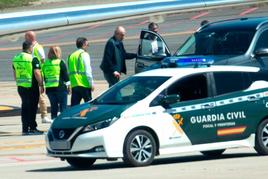 El Rey emérito Juan Carlos a su llegada al Aeropuerto Internacional de Vigo-Peinador