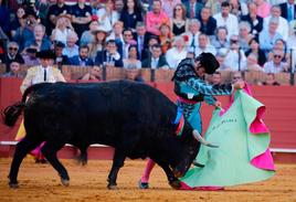 Morante bordando el toreo de capa por tafalleras en el tercio de varas.