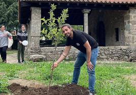 Plantación de un manzano en La Alberca, antes de partir.