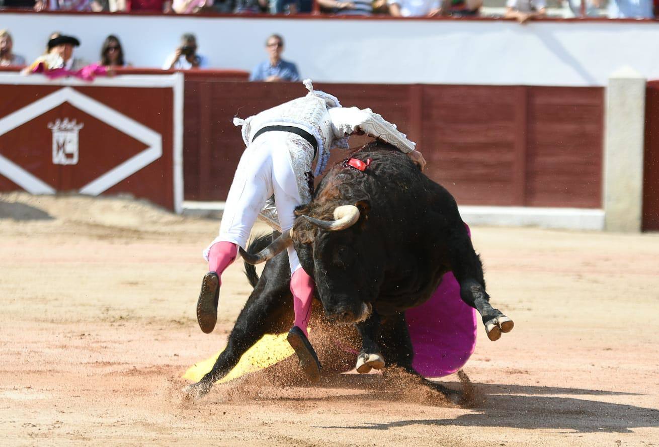 Juan del Álamo fue corneado en su primer toro en la final de la Copa Chenel.