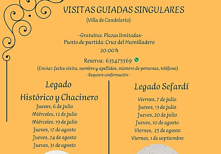 Cartel con las fechas de las visitas guiadas preparadas en Candelario.