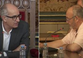 Javier Iglesias y Marcelino Cordero en el último pleno de la legislatura en la Diputación.