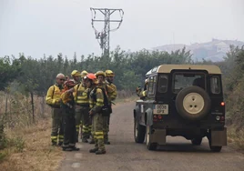 Agentes forestales con varias cuadrillas en el incendio de Monsagro del pasado año