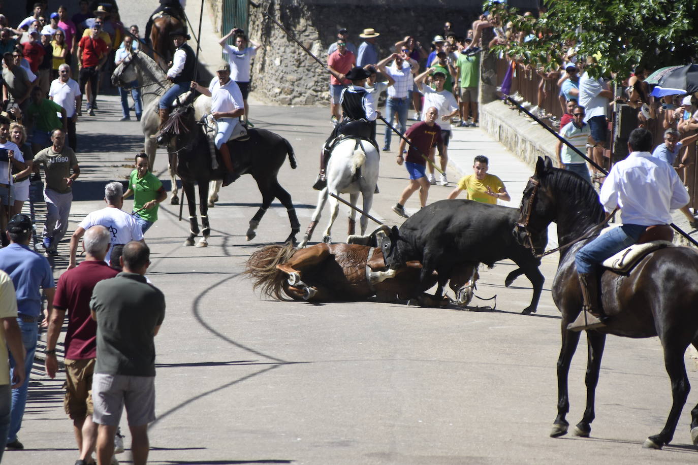 Herido un caballo en un deslavazado y largo tercer encierro guinaldés