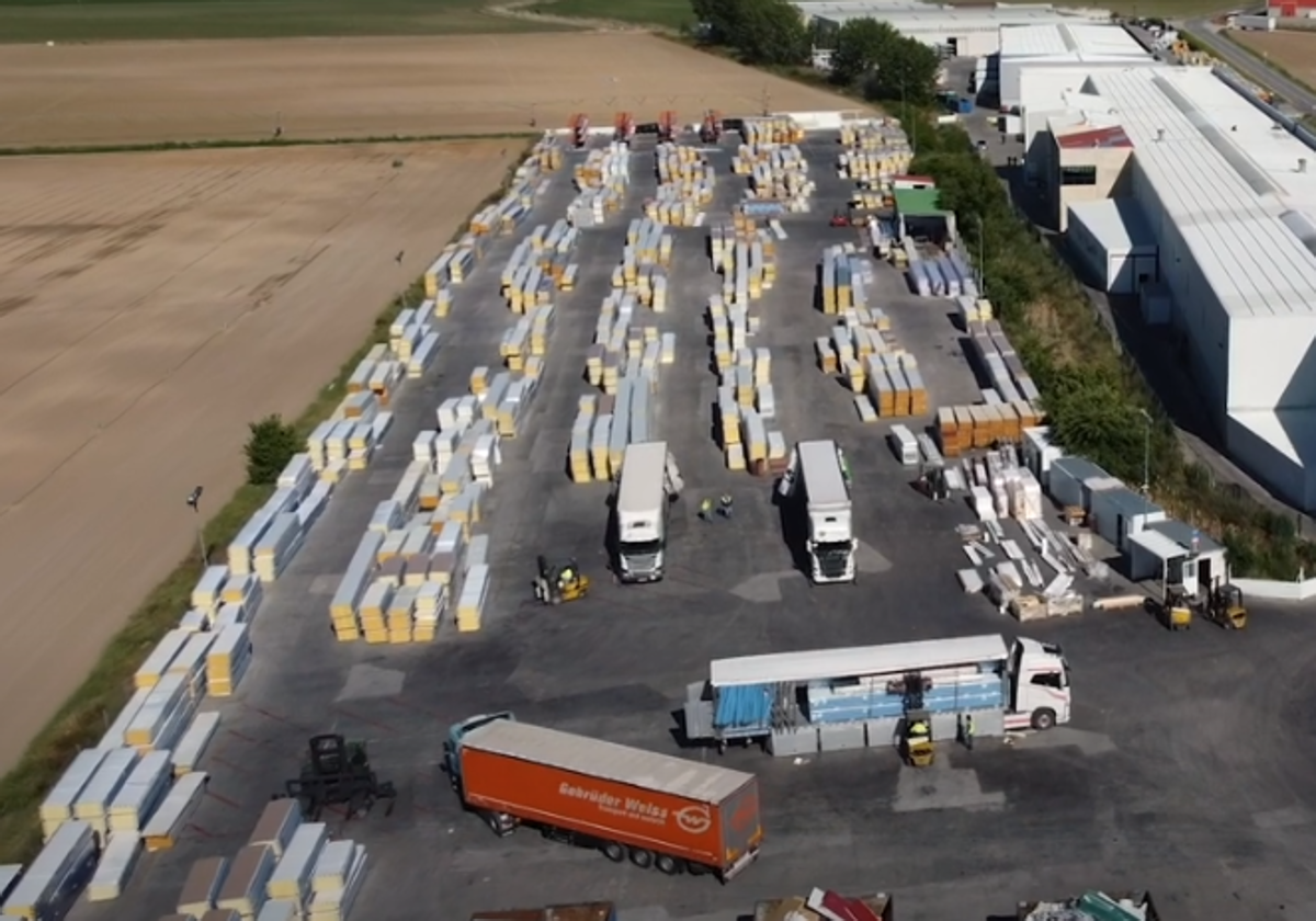 Vista aérea de la empresa donde ocurrió el accidente laboral.