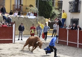 En la plaza y en las calles tanto el público como los mozos disfrutaron del último encierro de las fiestas de Bañobárez