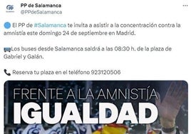 Anuncio del PP de Salamanca en redes.