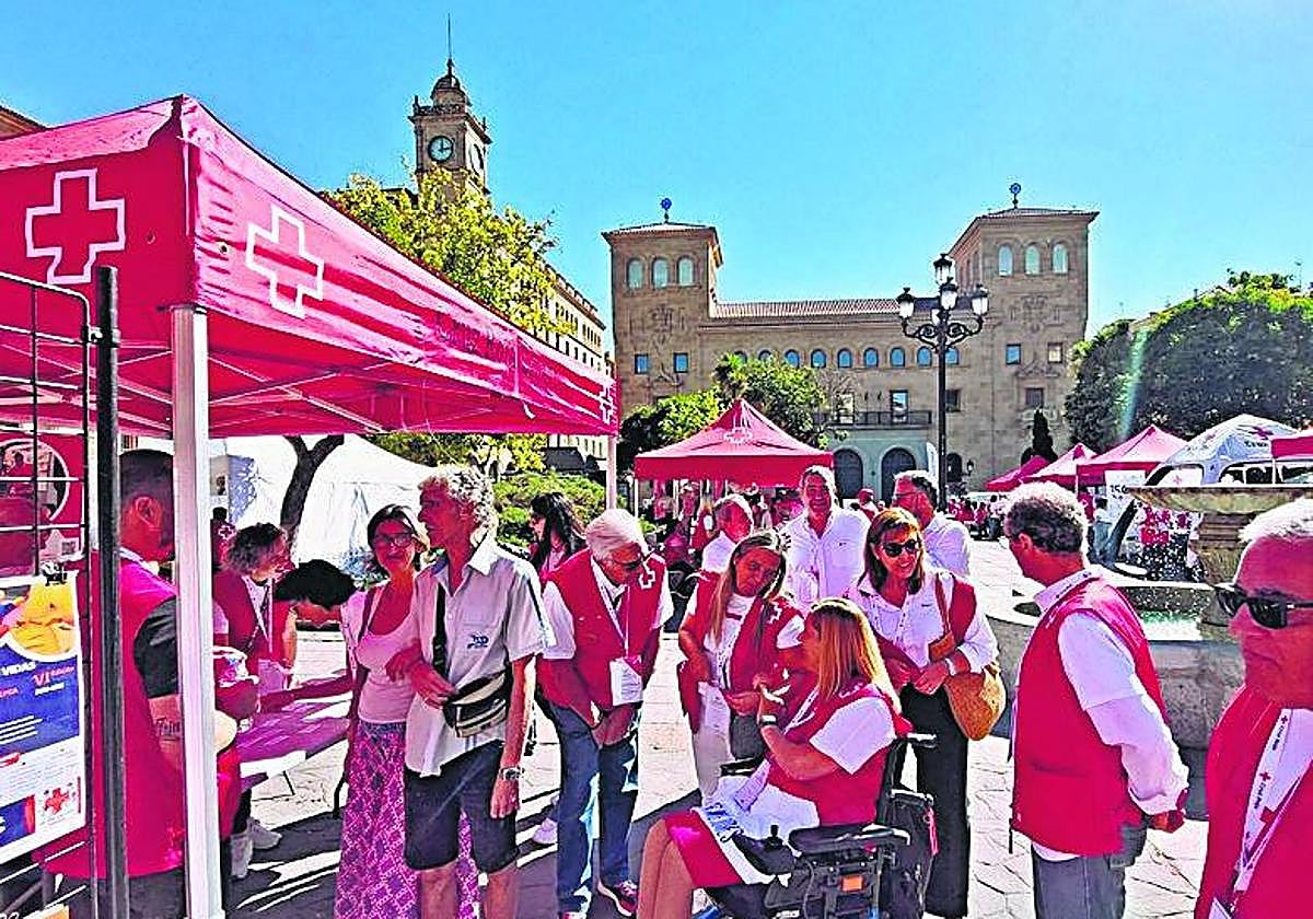 Isabel Campo junto a un grupo de voluntarios de Cruz Roja.