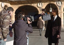 Grabación de la película «Mientras dure la Guerra» en 2018 en la Plaza.