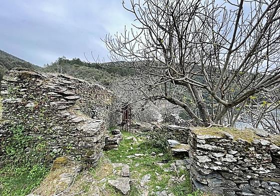 Restos de Cabaloria, la alquería de Sotoserrano, situada entre Las Batuecas y Las Hurdes.