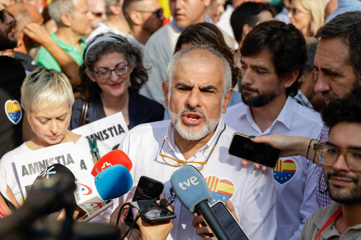 Los ingeniosos mensajes de la pancartas de la manifestación contra la amnistía en Barcelona