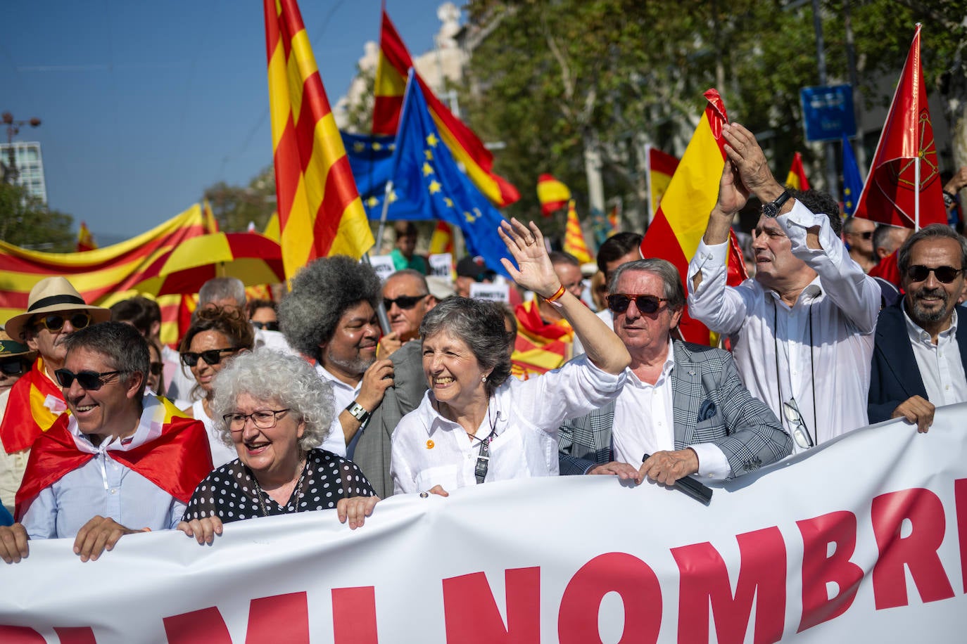 Los ingeniosos mensajes de la pancartas de la manifestación contra la amnistía en Barcelona