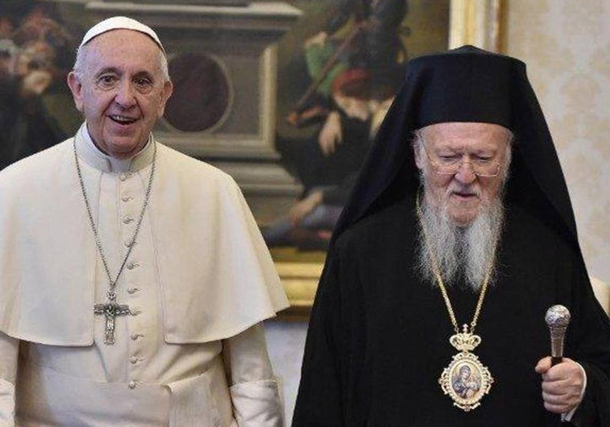 Imagen de Bartomé I con el Papa