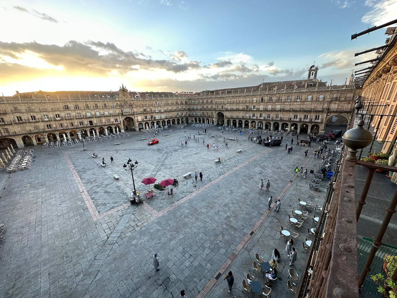 La Plaza Mayor preparada para la ocasión.